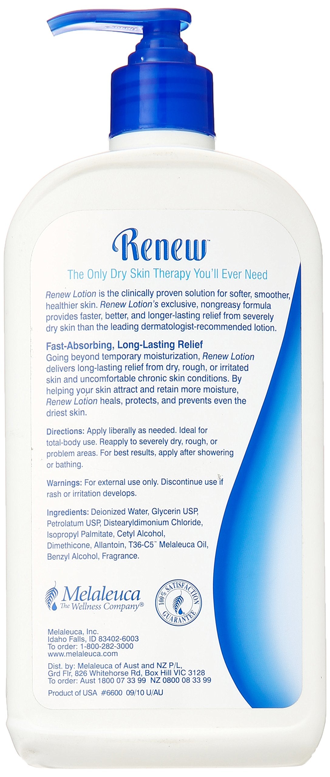Melaleuca Renew lotion texture close-up demonstrating rich, fast-absorbing hydration