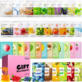 Meleell front packaging showing 40-mask bulk set and product benefit hydration