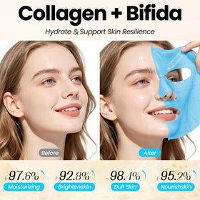 Person wearing a Meleell mask in a relaxing setting to show calming use and at-home spa benefit