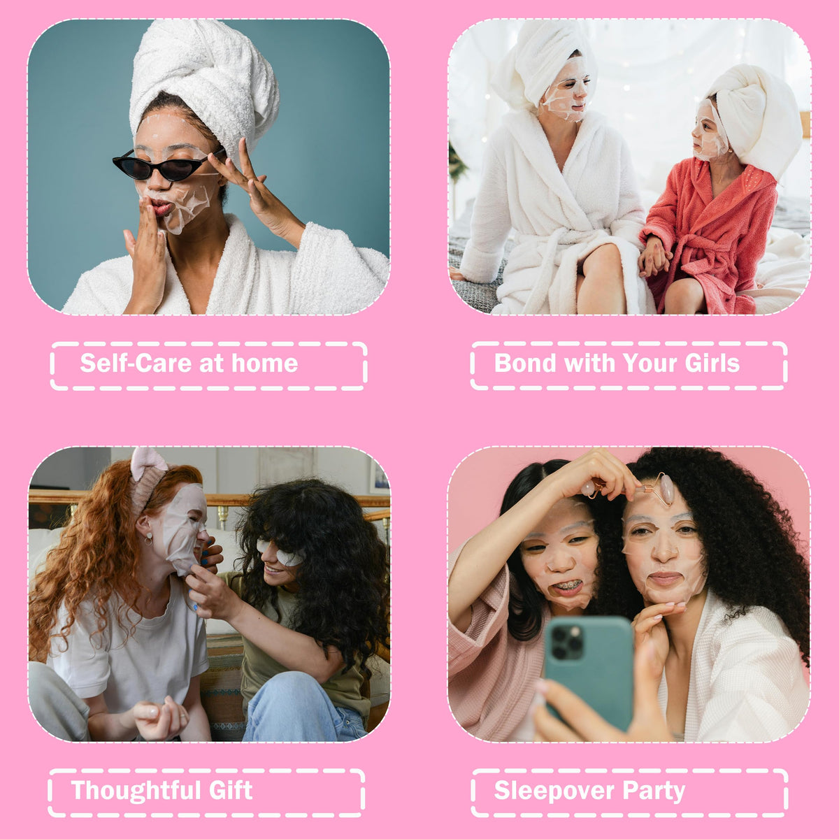 Meleell mask on model demonstrating fit and immediate skin-refreshing benefit