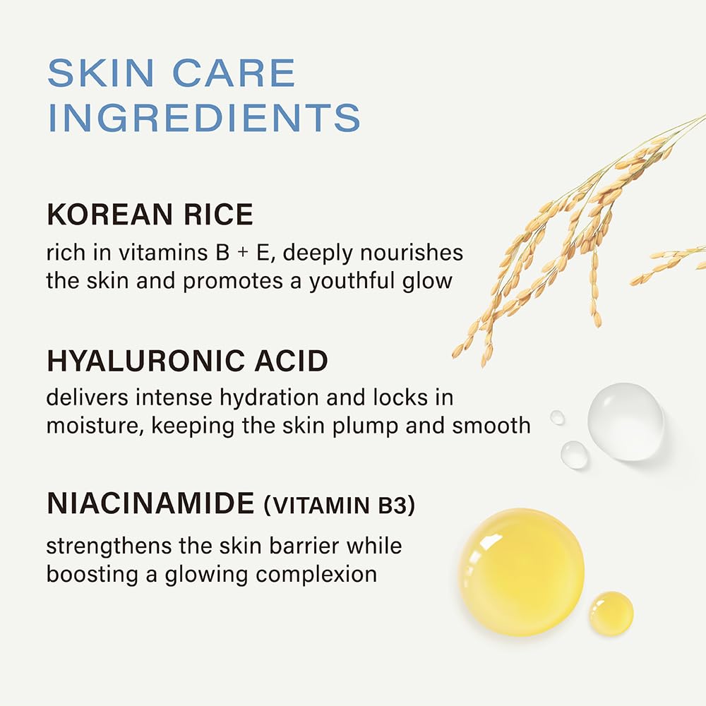 Melixir Korean rice extract detail highlighting hydrating benefits