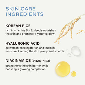 Melixir Korean rice extract detail highlighting hydrating benefits