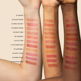 Melixir lip butter with agave and shea visuals highlighting plant-based nourishing oils