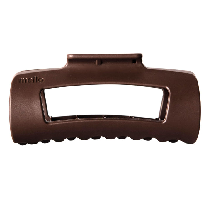 MELLO front view of medium dark brown clip showing shape and matte finish for comfortable hold