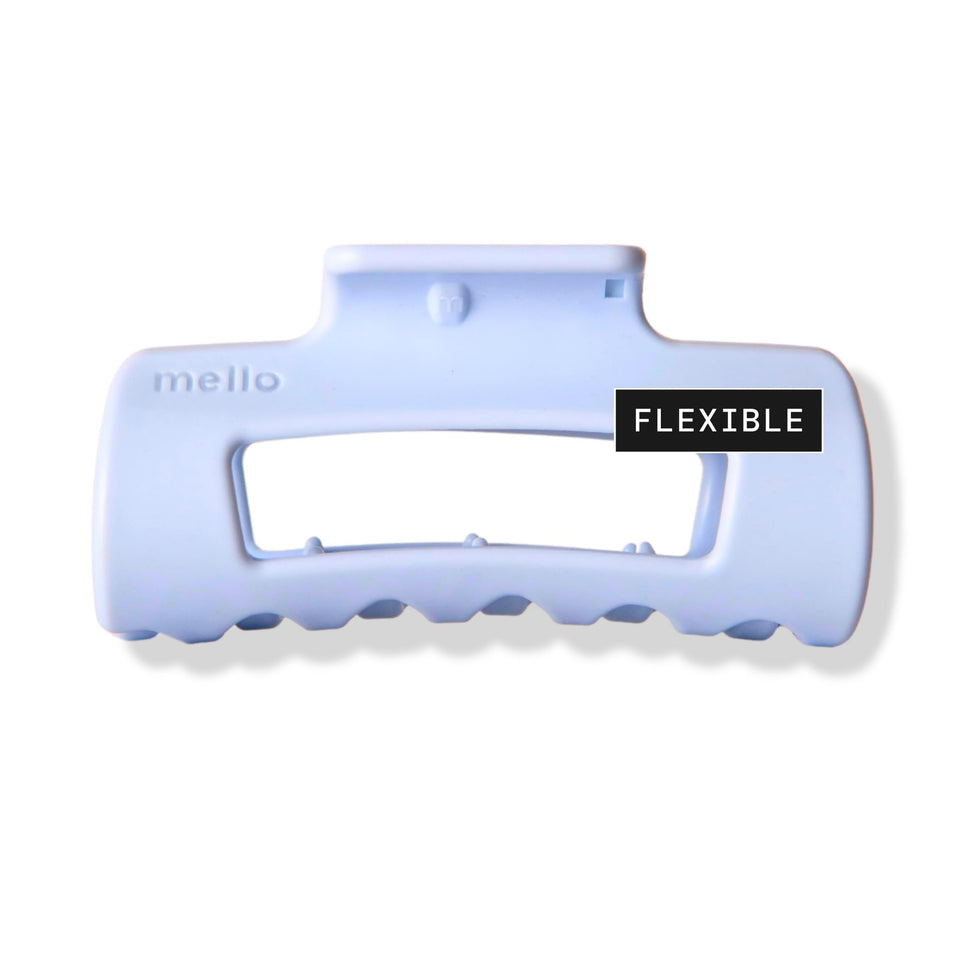 MELLO small light blue clip front view showing compact design and reliable hold