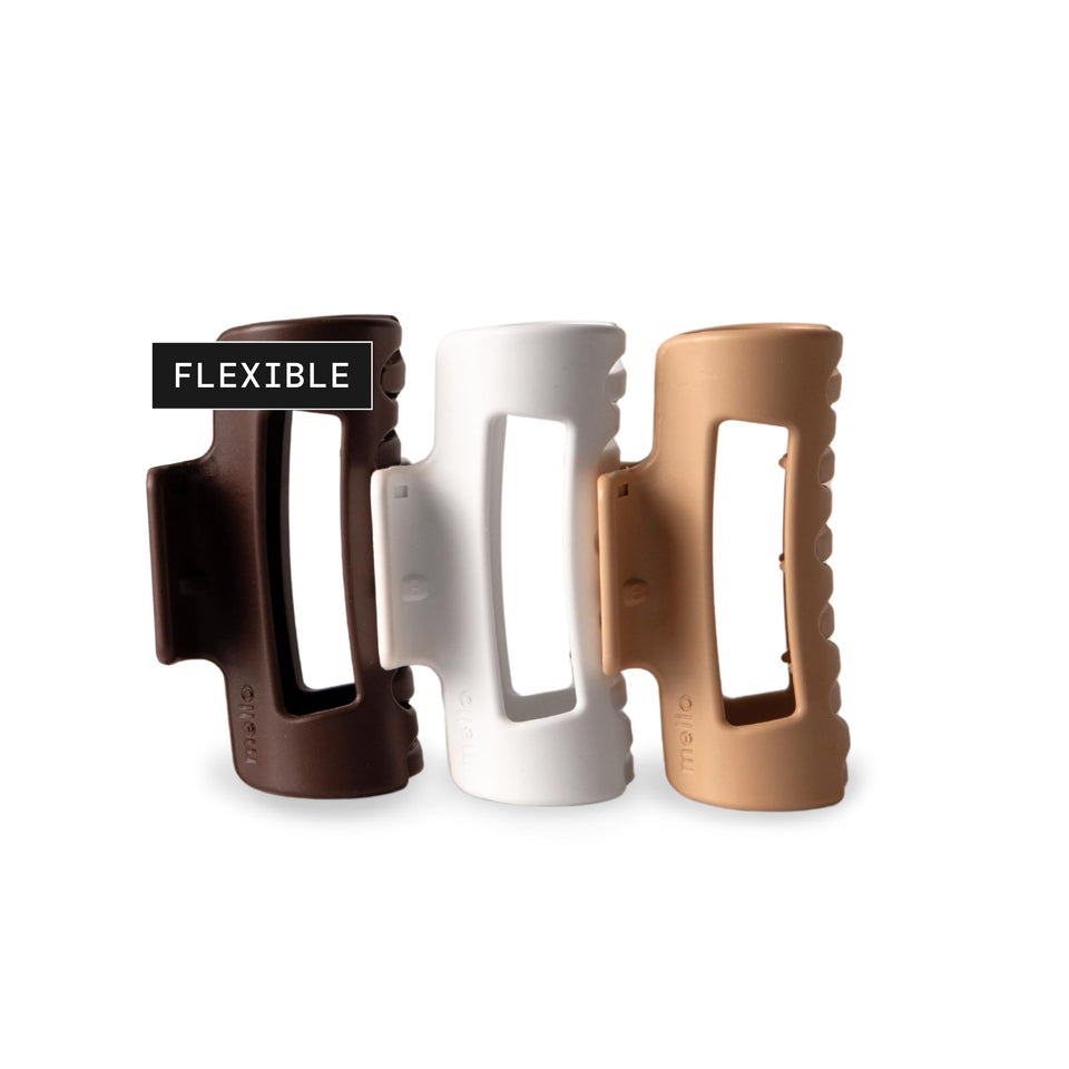 MELLO front packaging showing three neutral small clips with protective benefits