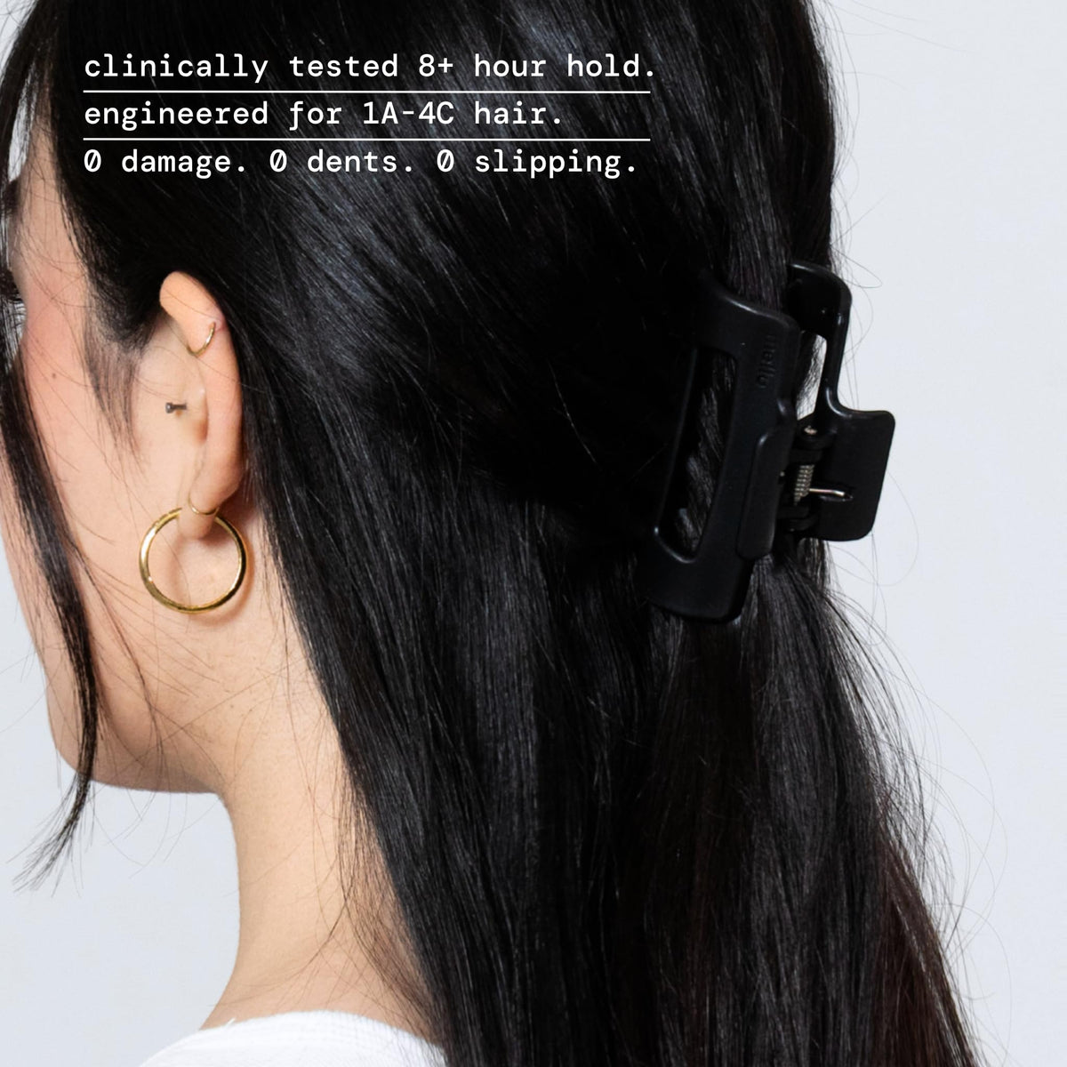 MELLO clip teeth detail illustrating inward curve for scalp comfort