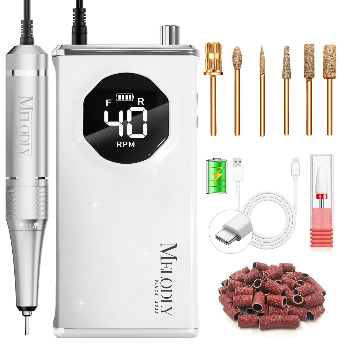 Melodly front unit and starter kit showing complete portable e-file benefits