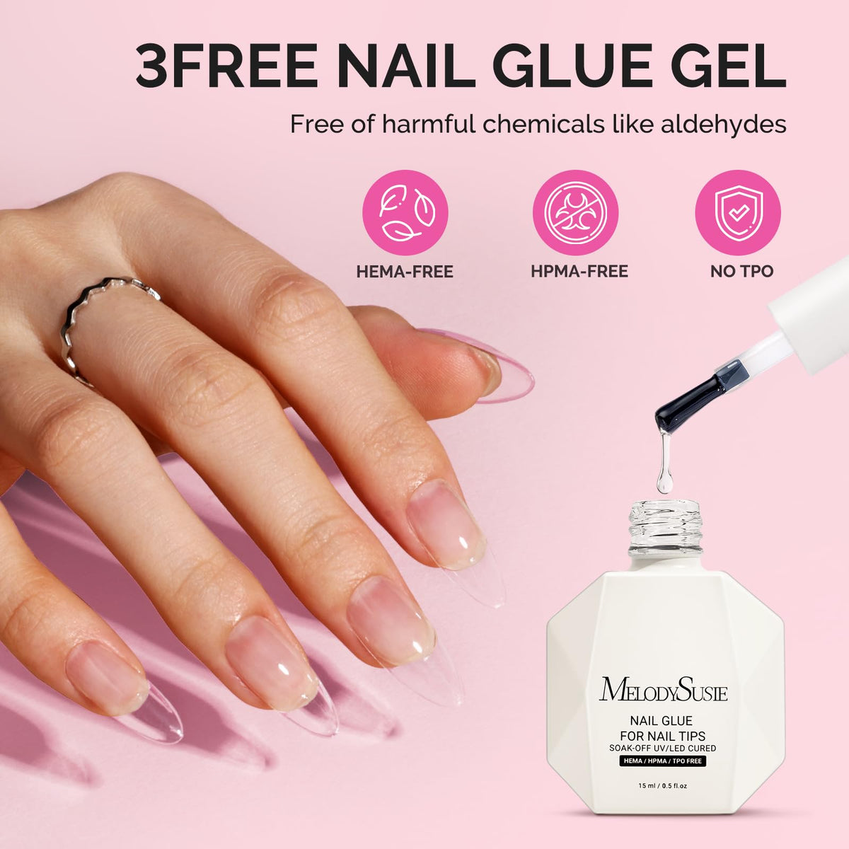 MelodySusie applying gel to a clear nail tip for secure bonding