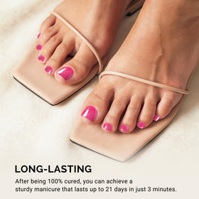 MelodySusie strips applied on toes demonstrating fit and shine benefit salon-quality look