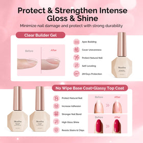 MelodySusie builder, base and glossy top coat bottles for durable finishes