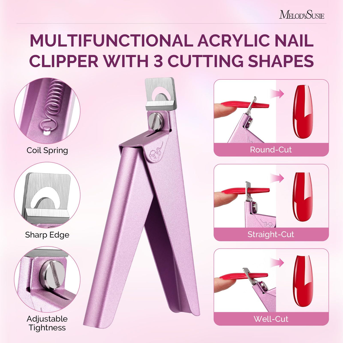 MelodySusie clipper closeup blade highlighting sharp edge for clean acrylic cuts