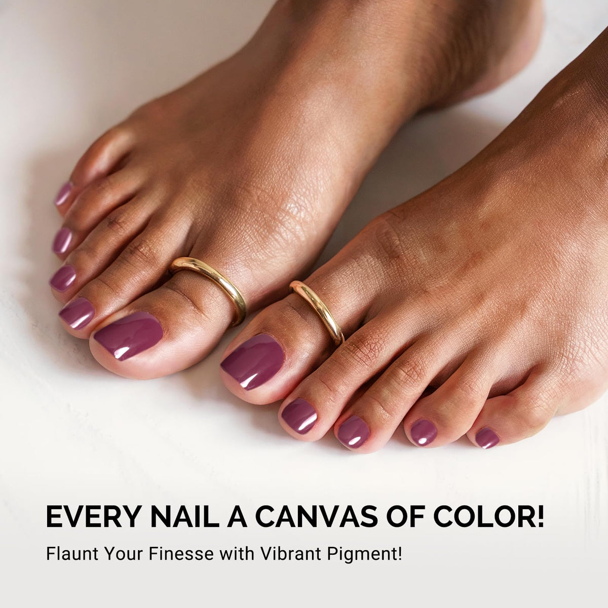 MelodySusie finished cured pedicure on toes illustrating salon-quality glossy results
