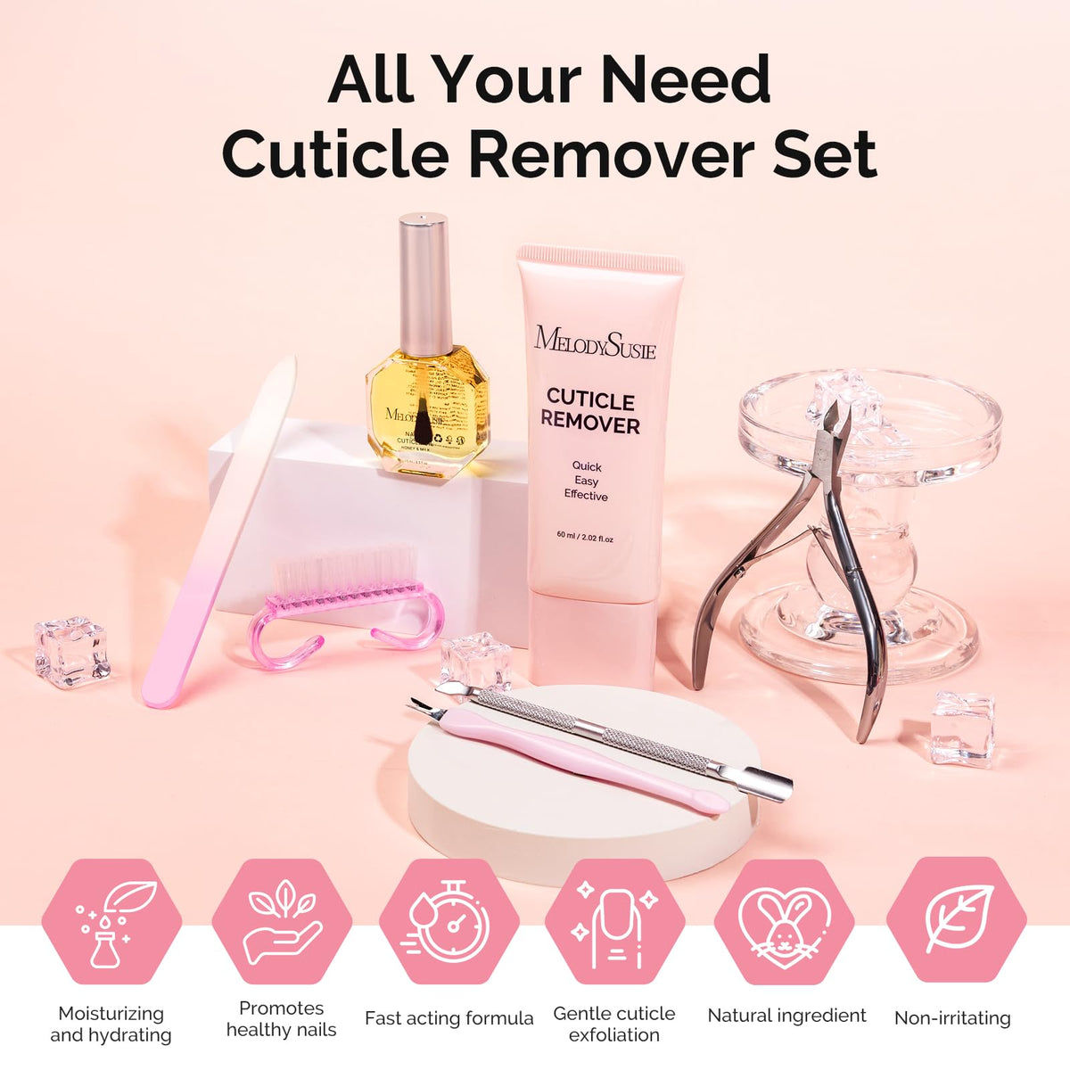 MelodySusie cuticle remover cream close-up showing gel texture and quick action