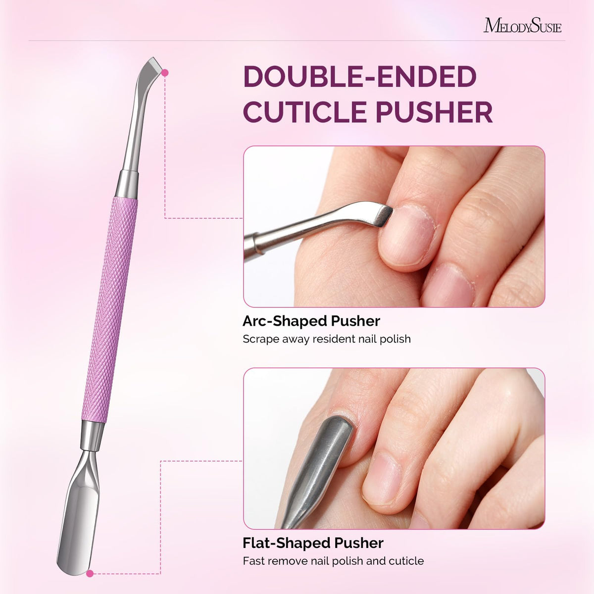 MelodySusie dual-ended pusher scraper showing multifunction edges for prep and cleanup