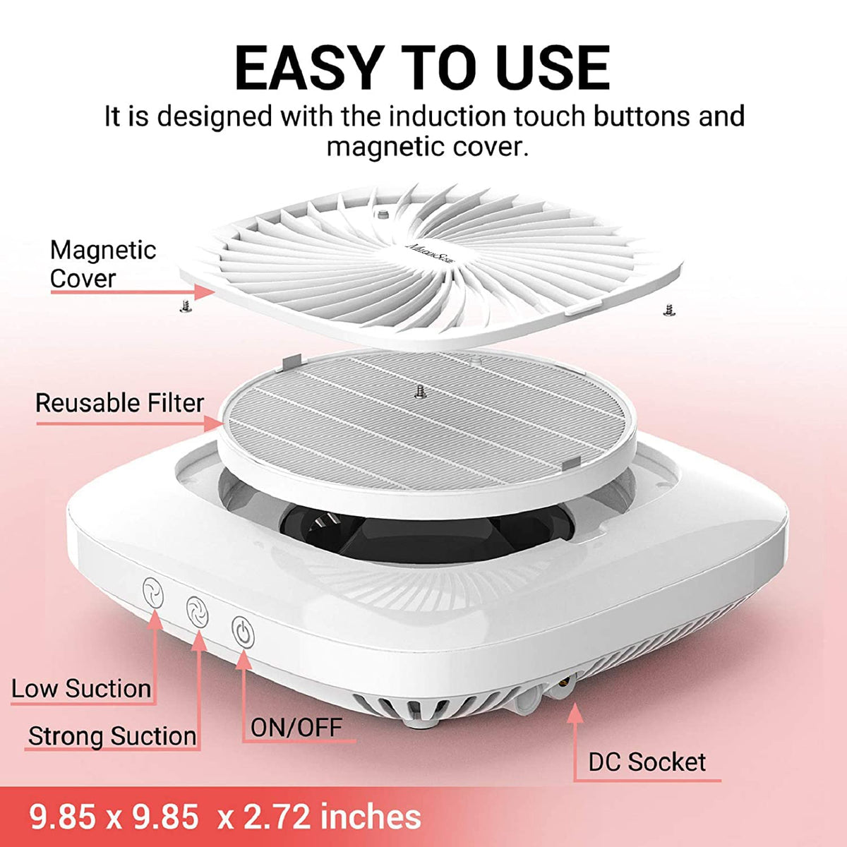 MelodySusie magnetic filter cover open to show reusable filter for easy cleaning