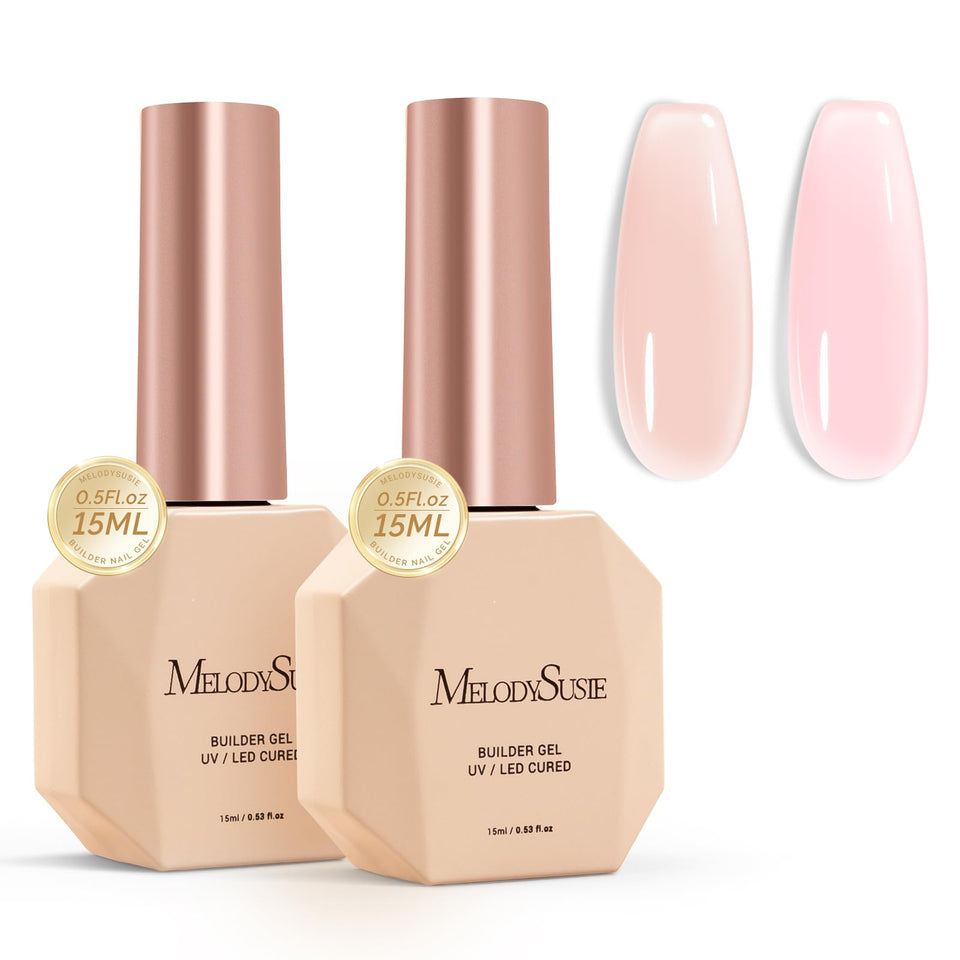 MelodySusie front packaging showing both nude and pink builder gels for easy selection