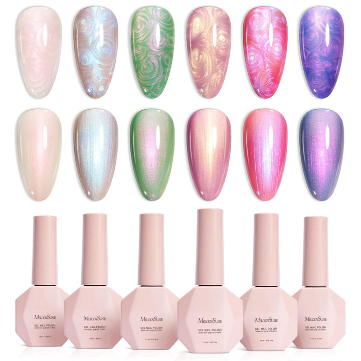 MelodySusie front packaging showing six pearl gel bottles and kit benefits