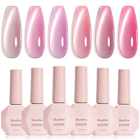MelodySusie front packaging showing six cat eye gel bottles and magnet for versatile looks