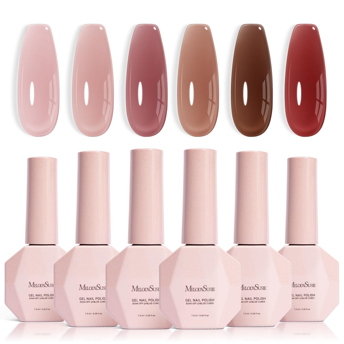 MelodySusie front packaging showing six transparent jelly gel bottles, ideal gift