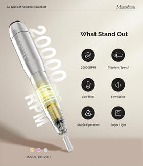 MelodySusie electric file in use for neat at-home manicure results