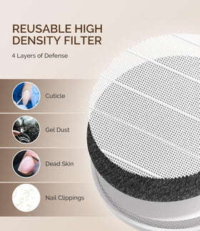 MelodySusie in use on a manicure table capturing dust for a cleaner workspace benefit