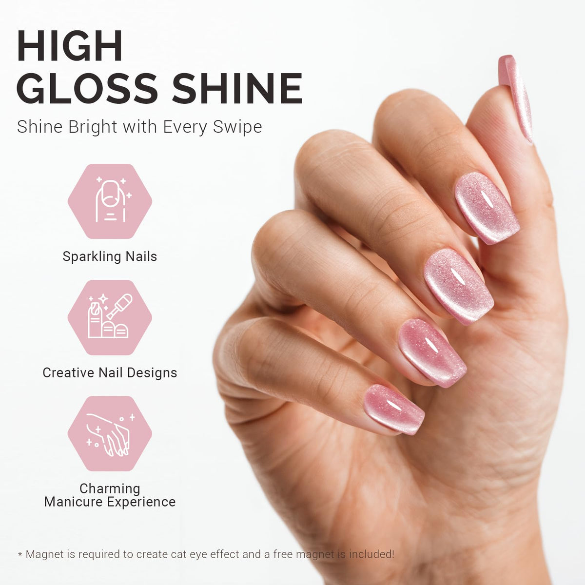 MelodySusie magnet in use over wet polish creating cat eye stripe for precise nail art