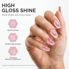 MelodySusie magnet in use over wet polish creating cat eye stripe for precise nail art