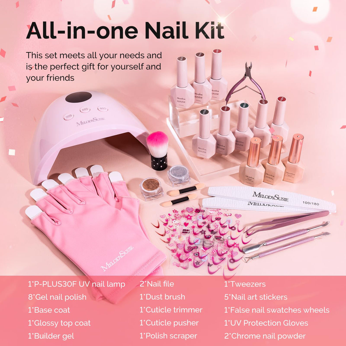 MelodySusie manicure in use showing cured glossy nails and lifestyle benefit