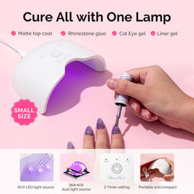 MelodySusie compact UV lamp held in hand for easy travel and quick curing