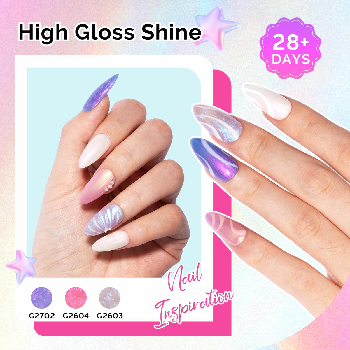 MelodySusie nails with mermaid swirl art in use showing iridescent finish and depth