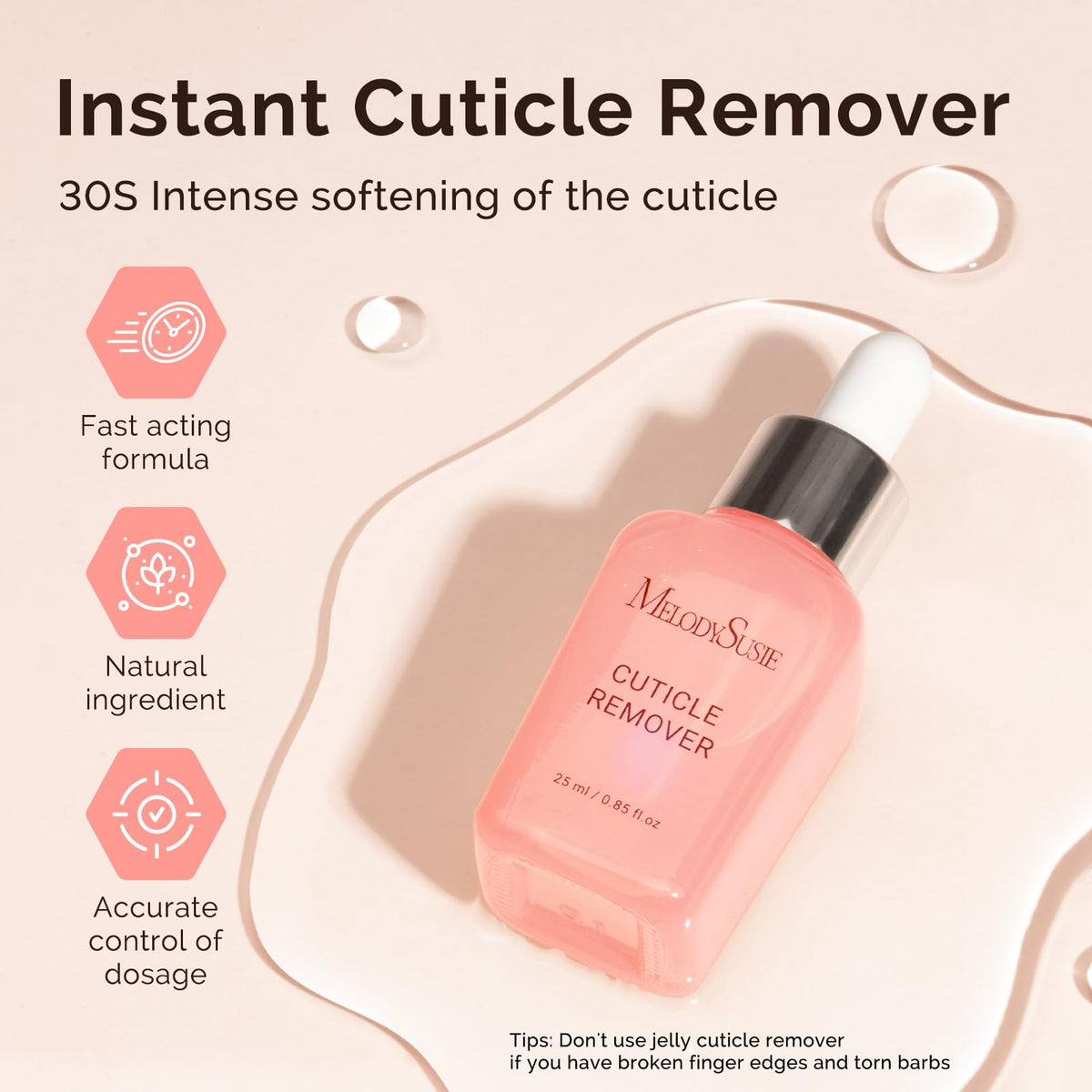 MelodySusie oil being dispensed onto cuticle to hydrate and soften