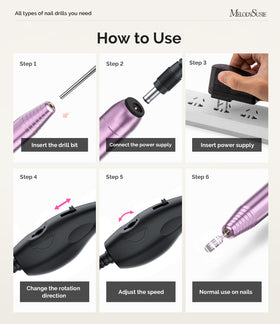MelodySusie drill in use removing gel polish for efficient, controlled filing