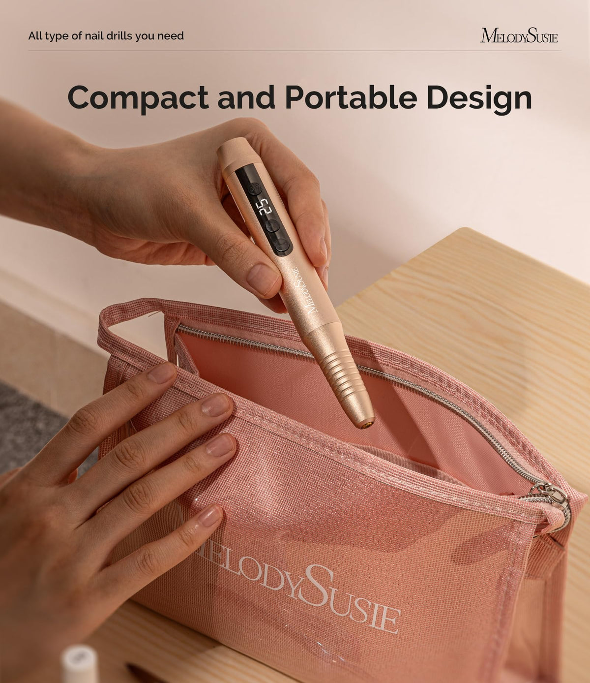 MelodySusie PC180G bit set and sanding bands laid out for versatile nail work