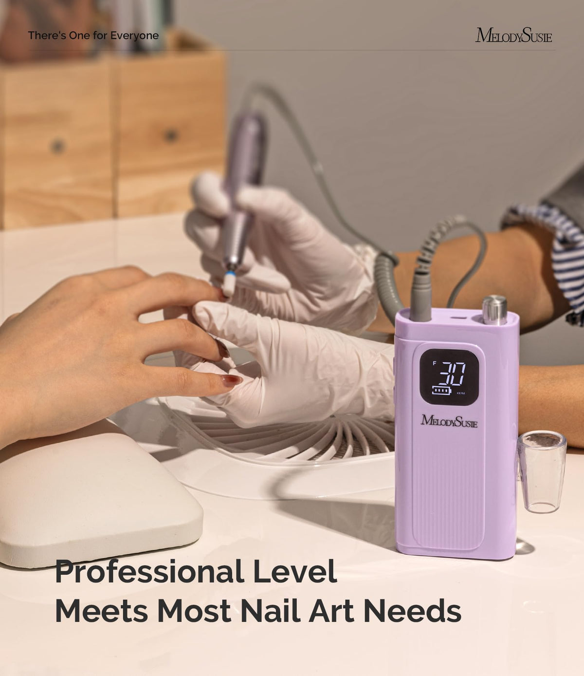 MelodySusie SC300F with drill bits and sanding bands demonstrating tool compatibility