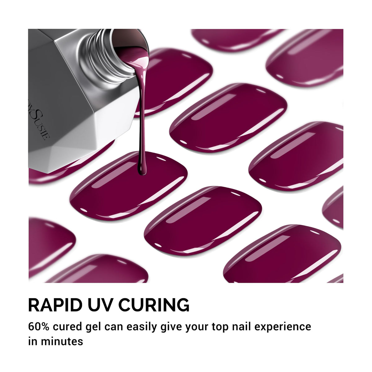 MelodySusie close-up of semi-cured gel strip texture showing glossy finish and smooth edges