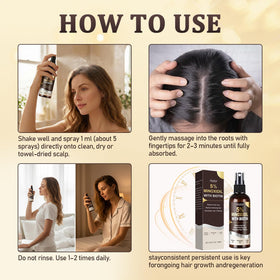 Melopuff ingredient label focused on 5% minoxidil and botanical blend benefits