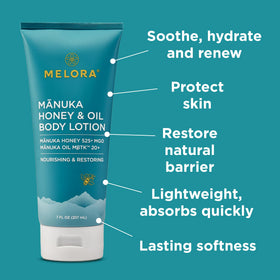 MELORA cream texture spread on skin demonstrating fast absorption and non-greasy feel