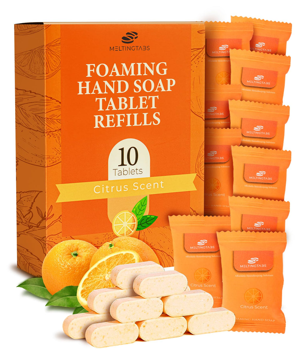 MELTINGTABS front packaging showing ten refill tablets and benefits