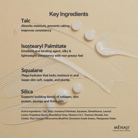 Menaji powder texture close-up revealing fine milled particles for smooth matte finish