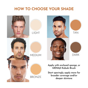 Menaji powder paired with CAMO Concealer illustrating combined coverage and long wear benefit
