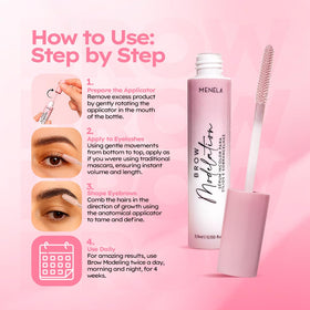 Menela applied at lash base illustrating neat application and enhanced lash definition