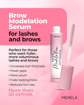 Menela label close-up listing peptide and botanical actives for visible, fuller-looking hair