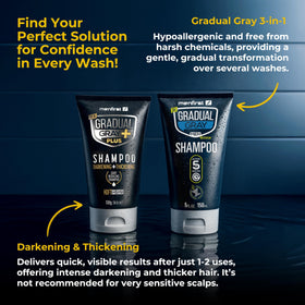 MENFIRST before and after comparison showing gradual darkening benefit on hair