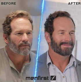 MENFIRST shampoo in a shower scene illustrating daily-use routine convenience