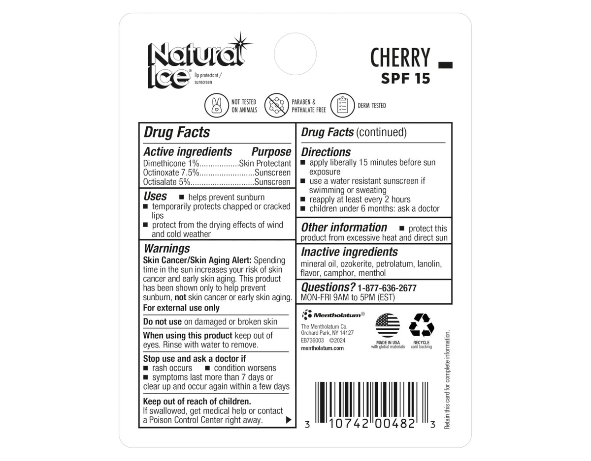 Mentholatum Natural Ice Cherry balm texture on skin showing smooth glide