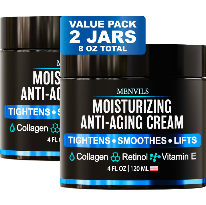 Menvils front jars pack display showing product benefits