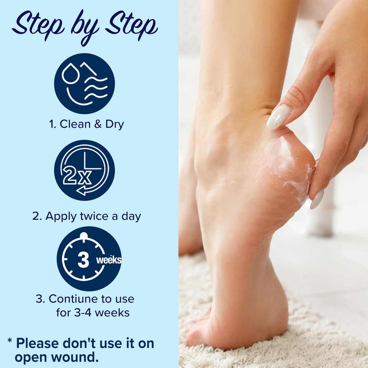 MEOLY packaging on bathroom counter suggesting routine foot care and convenience