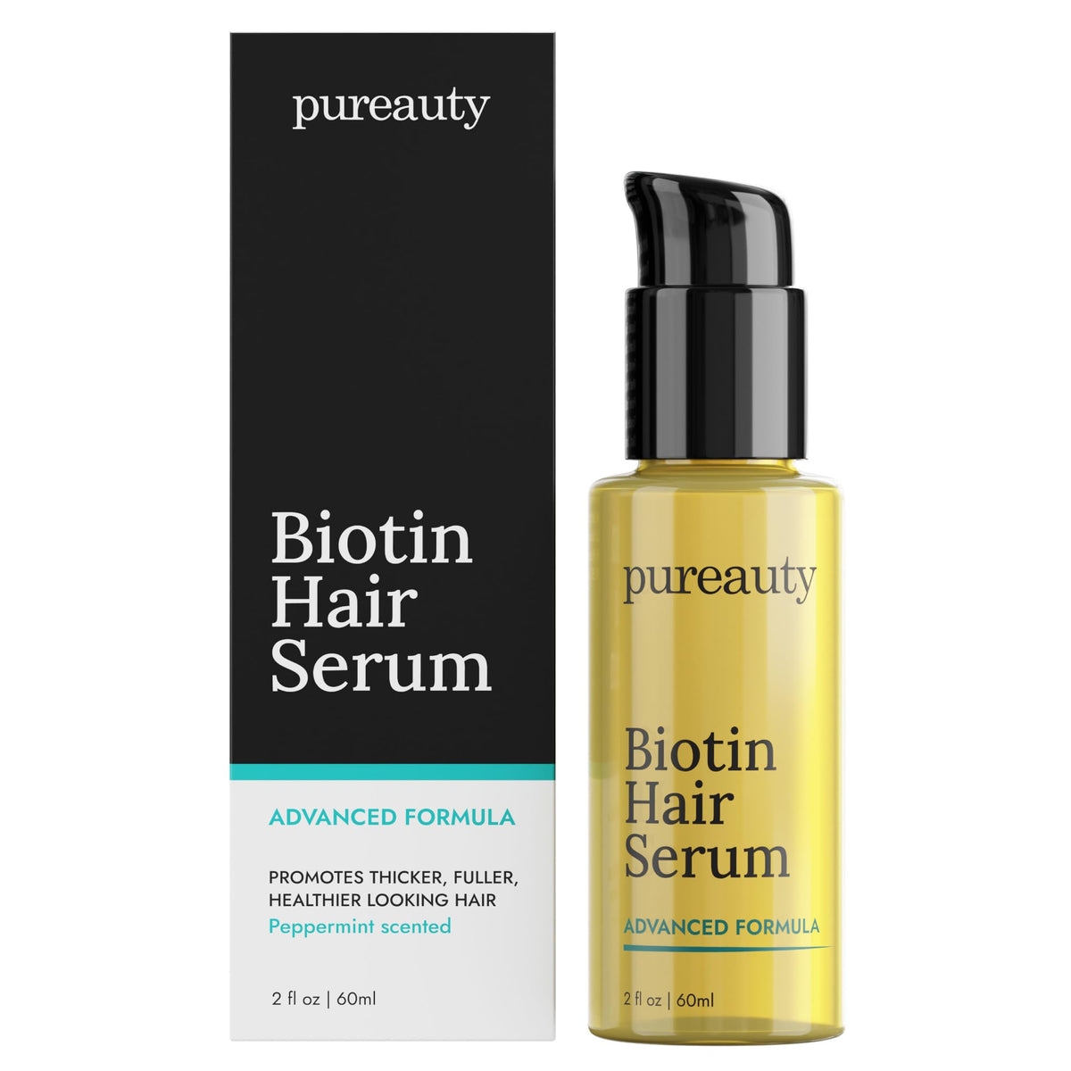 Meraz Pureauty Naturals bottle front view showing product benefit of fuller hair