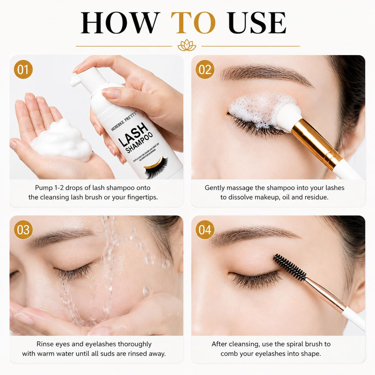 Mererke_Pretty before and after lash clean showing clearer lash base and retention benefit